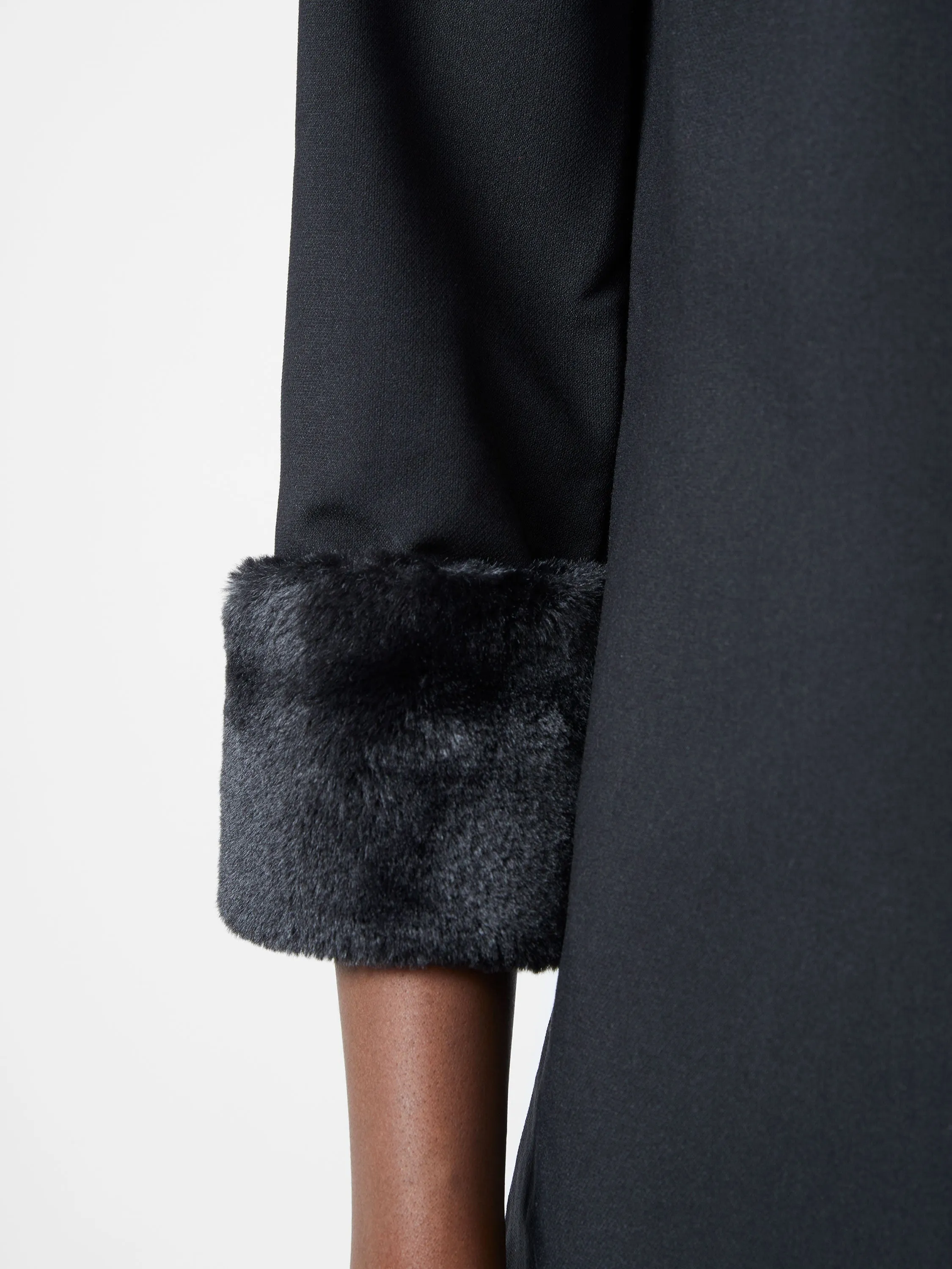 Luxe Faux Fur Three Quarter Sleeve Cuffs Mini Dress