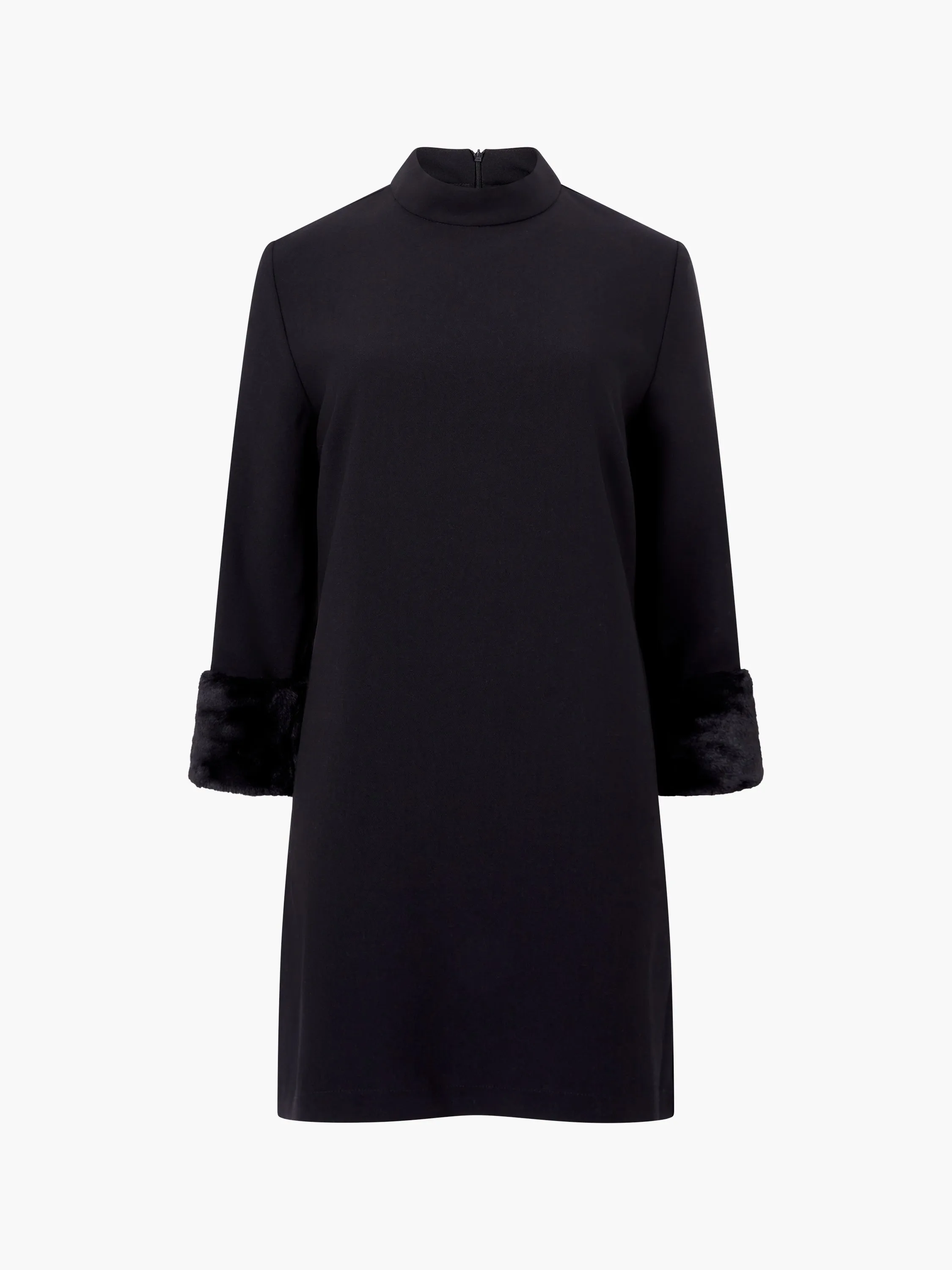 Luxe Faux Fur Three Quarter Sleeve Cuffs Mini Dress