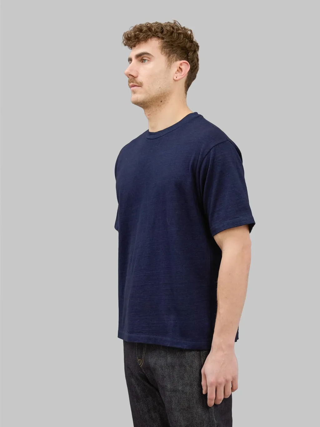 Momotaro MXTS1033 Yarn-Dyed Suvin Gold Cotton Indigo T-shirt
