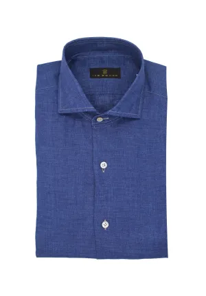 Navy Hand Finished Italian Linen Sport Shirt