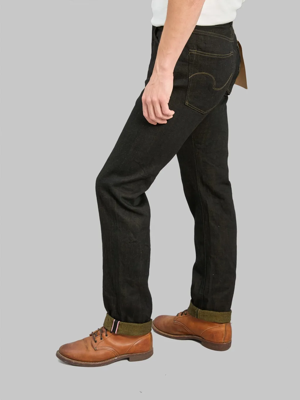 ONI Denim 246-BKOL 12.5ozBlack x Olive Neat Straight Jeans