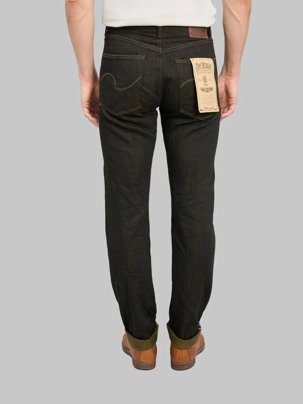 ONI Denim 246-BKOL 12.5ozBlack x Olive Neat Straight Jeans