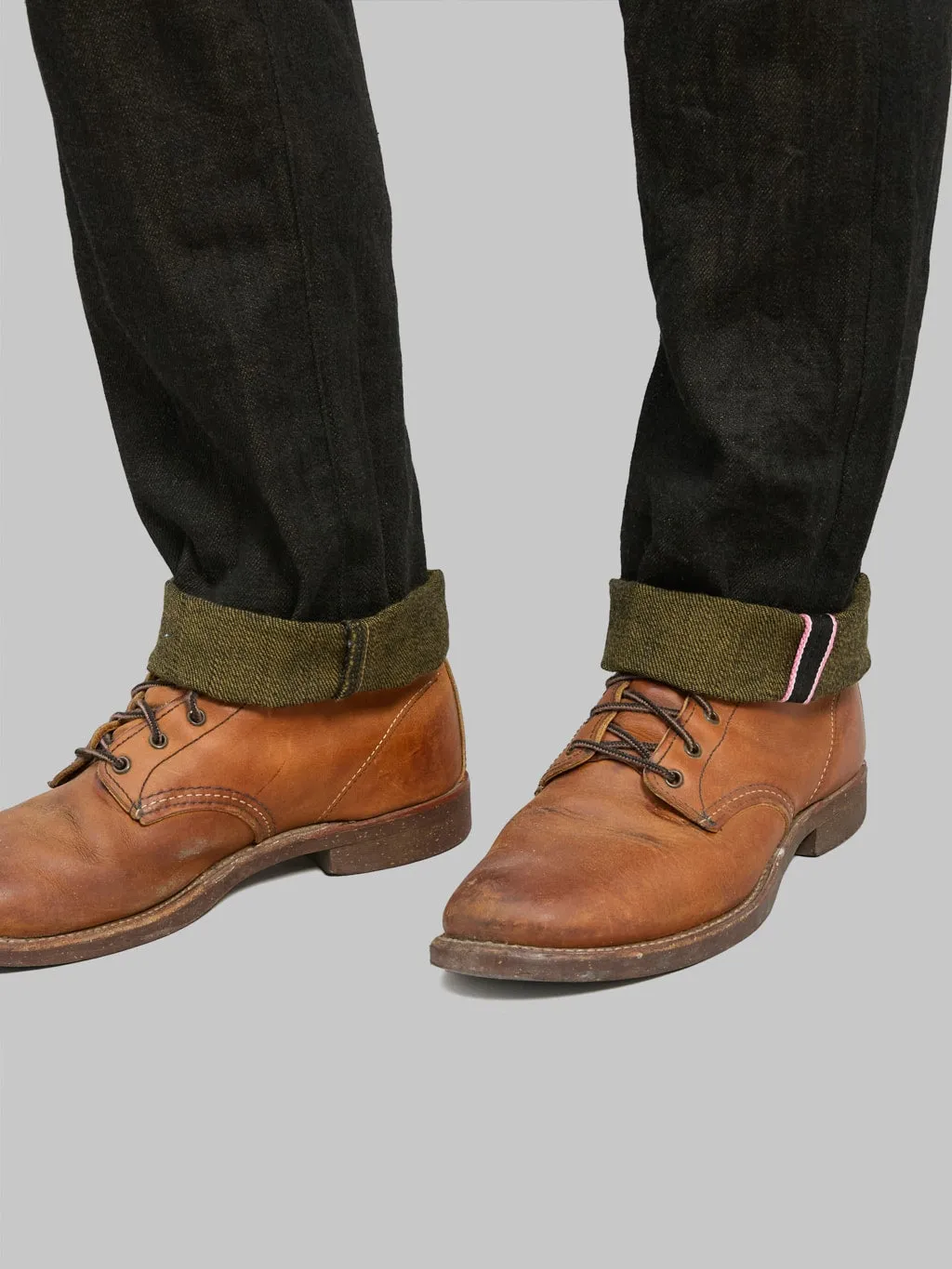 ONI Denim 246-BKOL 12.5ozBlack x Olive Neat Straight Jeans