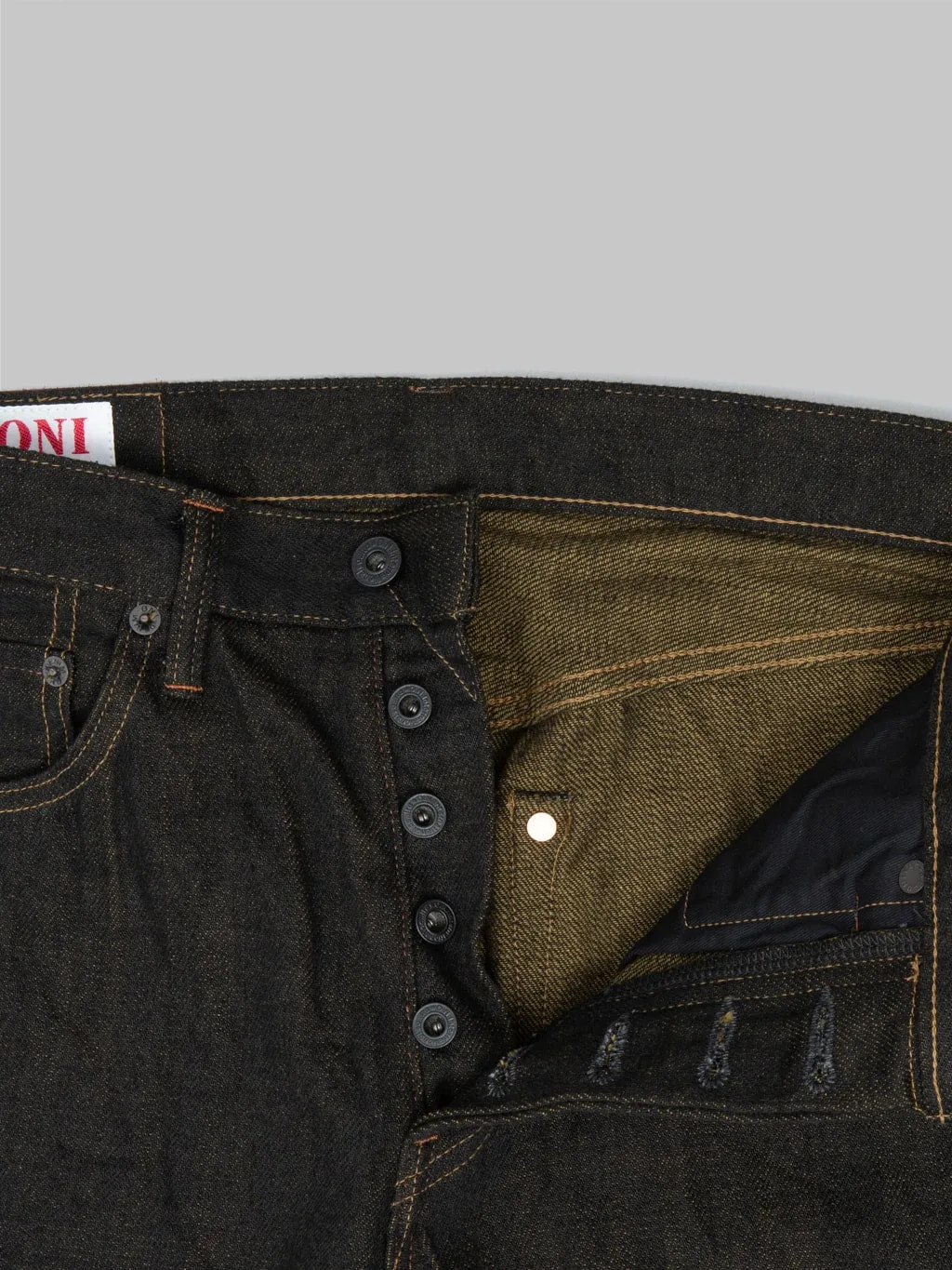 ONI Denim 246-BKOL 12.5ozBlack x Olive Neat Straight Jeans