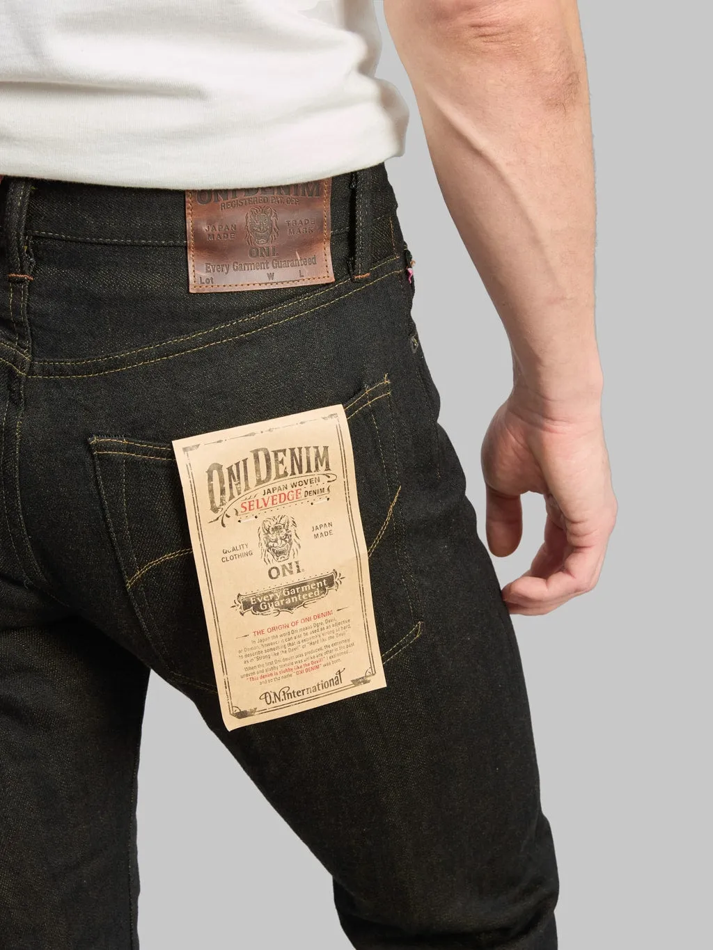 ONI Denim 246-BKOL 12.5ozBlack x Olive Neat Straight Jeans