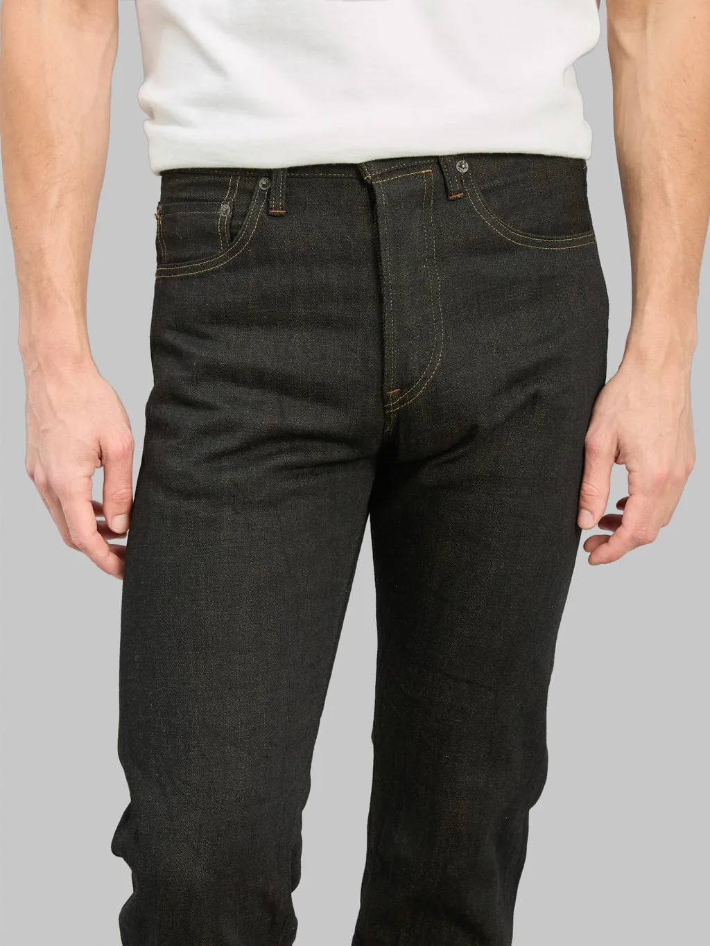 ONI Denim 246-BKOL 12.5ozBlack x Olive Neat Straight Jeans