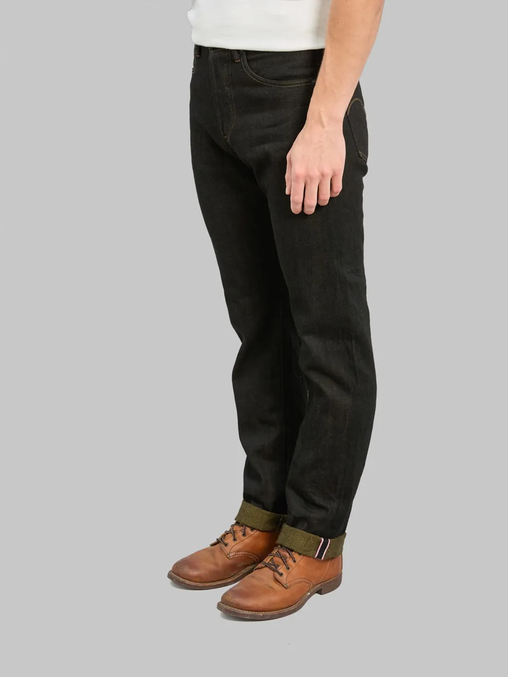 ONI Denim 246-BKOL 12.5ozBlack x Olive Neat Straight Jeans