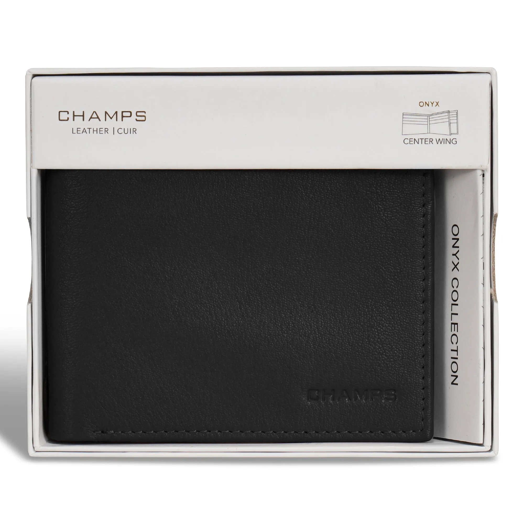 Onyx / Leather Center Wing Wallet *Drop Ship*