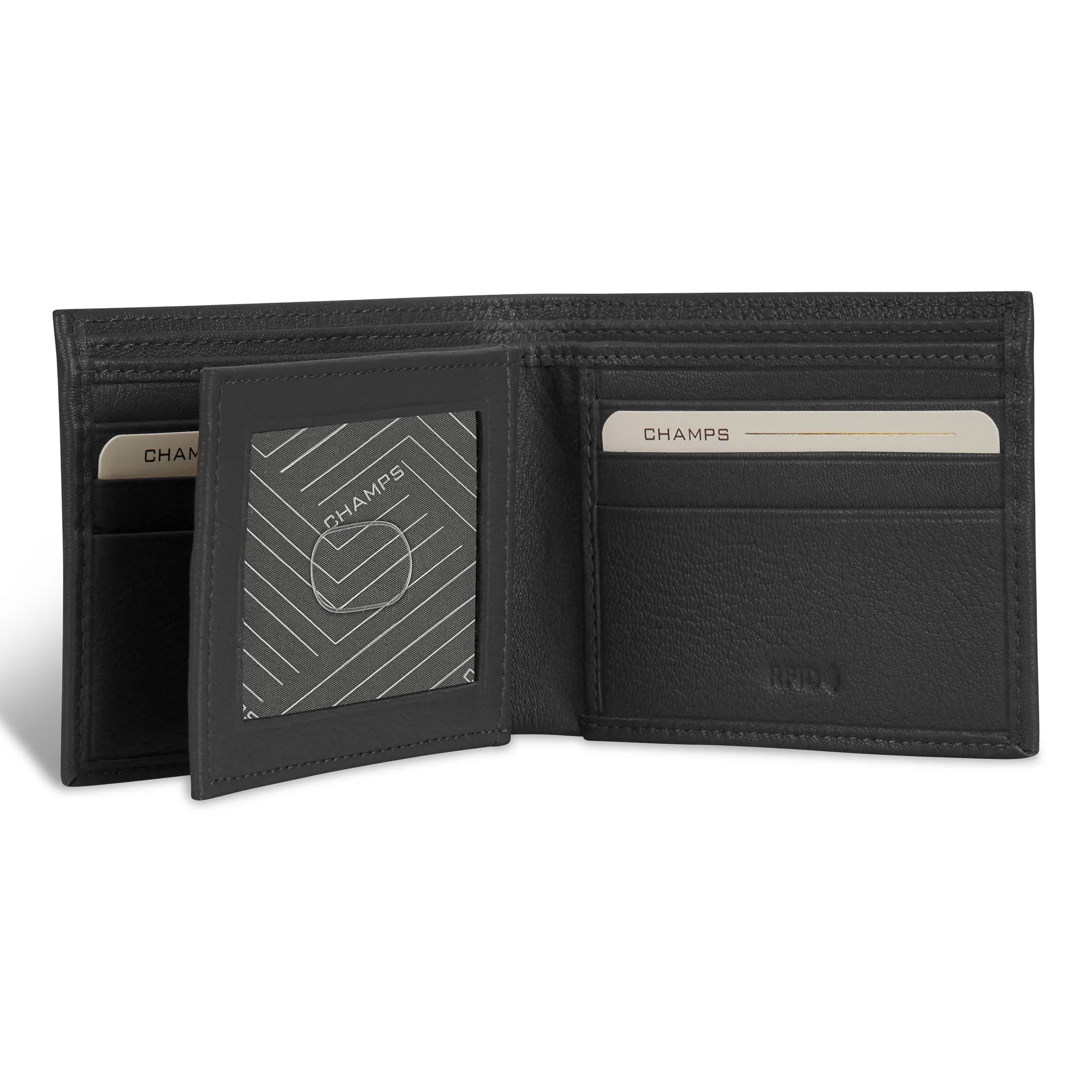 Onyx / Leather Center Wing Wallet *Drop Ship*