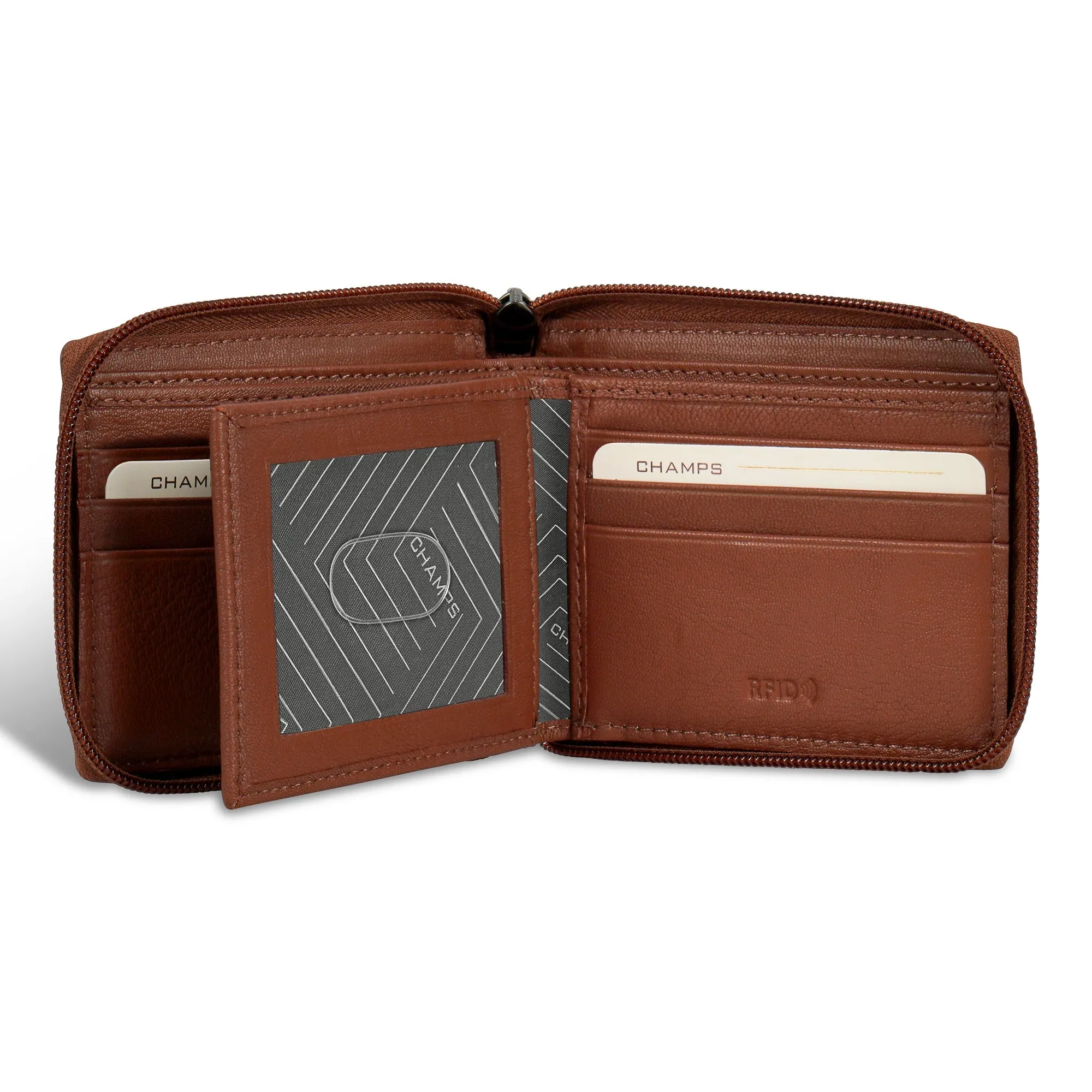 Onyx / Leather Zip Around Wallet *Drop Ship*