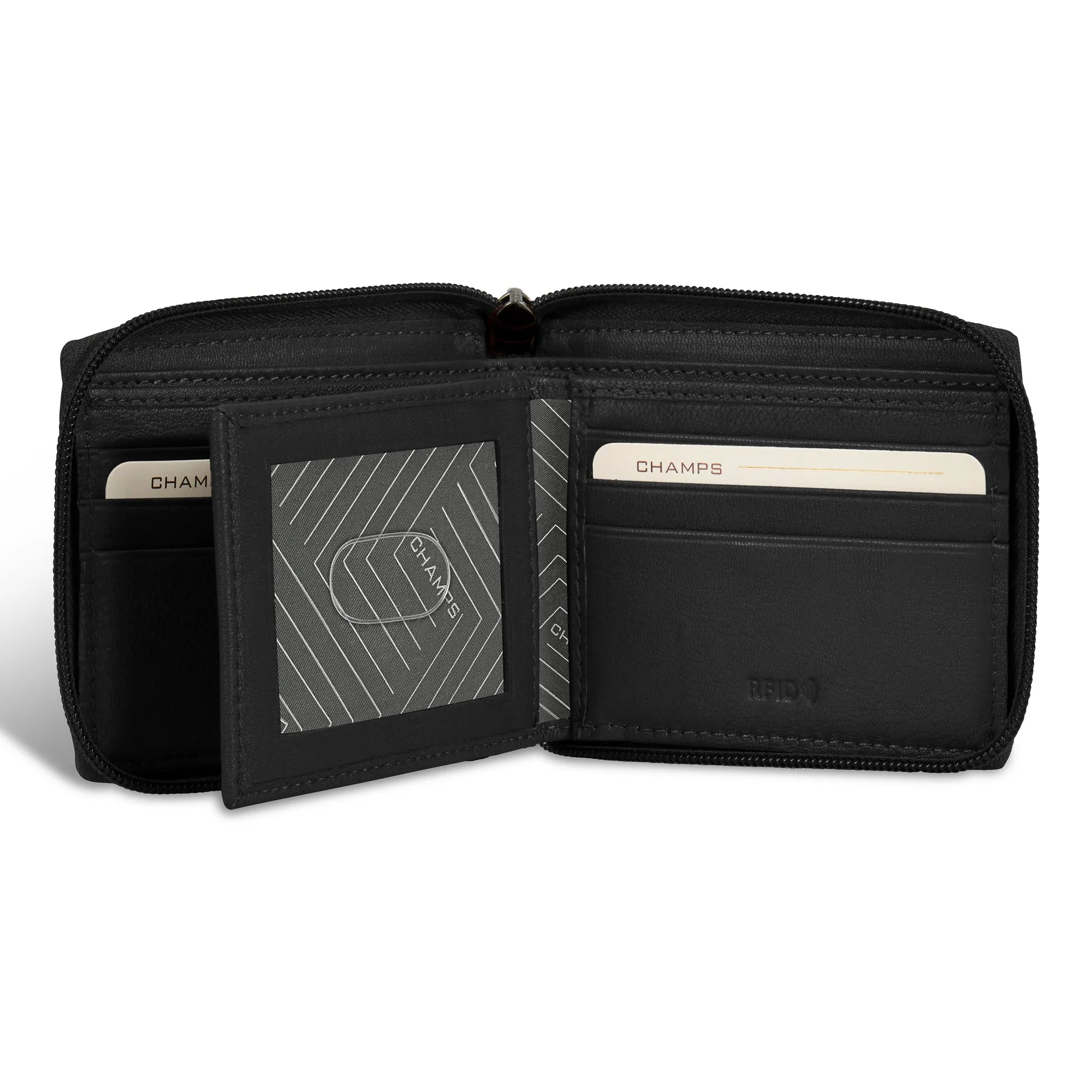 Onyx / Leather Zip Around Wallet *Drop Ship*