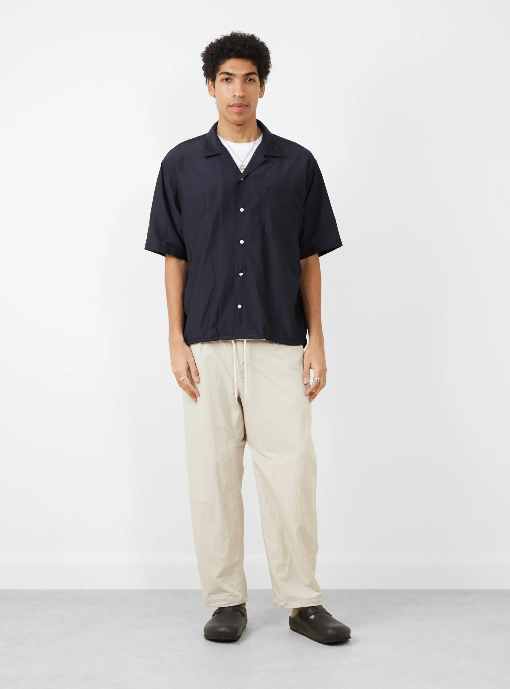 Open Collar S/S Shirt Navy