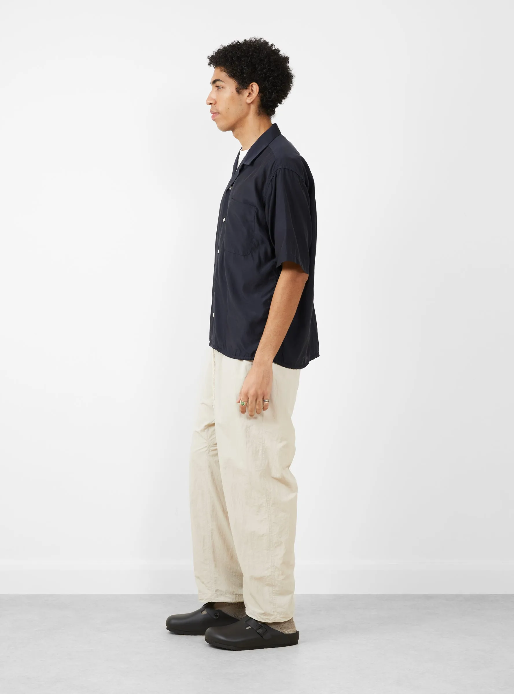 Open Collar S/S Shirt Navy