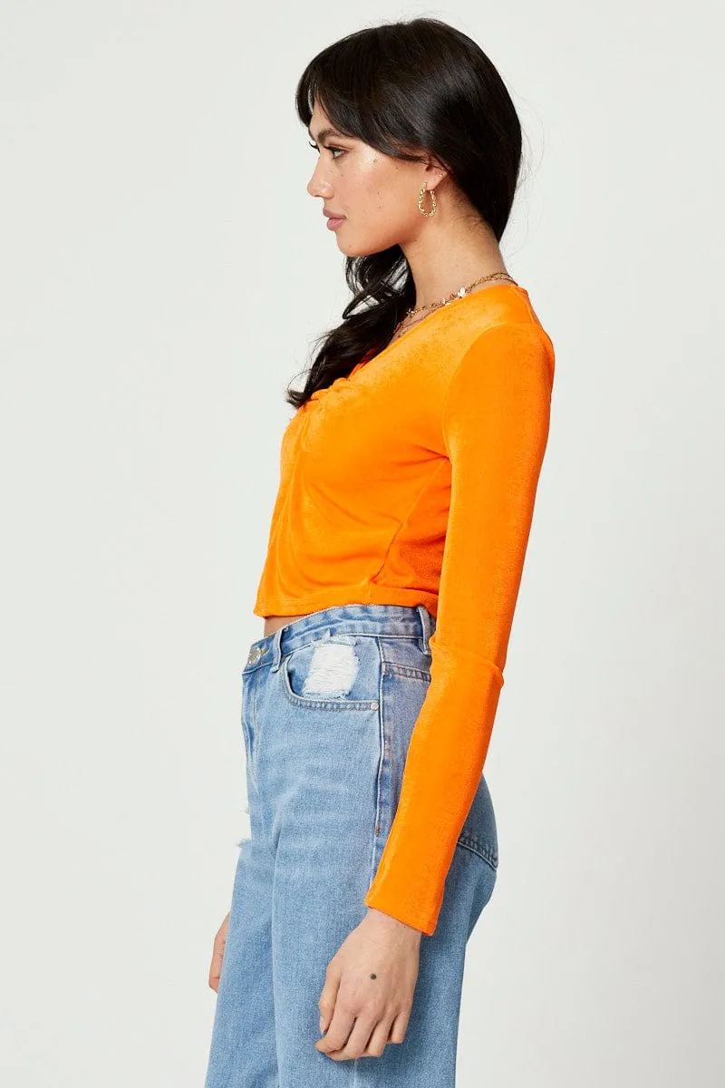 Orange Slinky Jersey Long Sleeve Top
