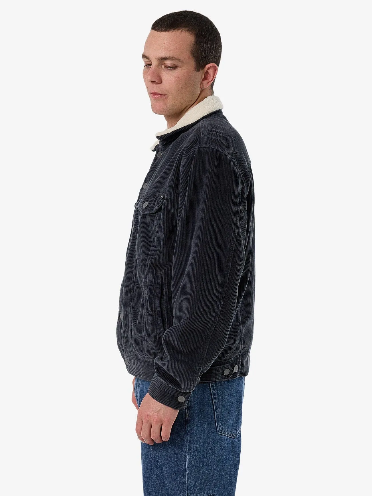 Oversized Sherpa Wanderer Denim Jacket - Asphalt Grey