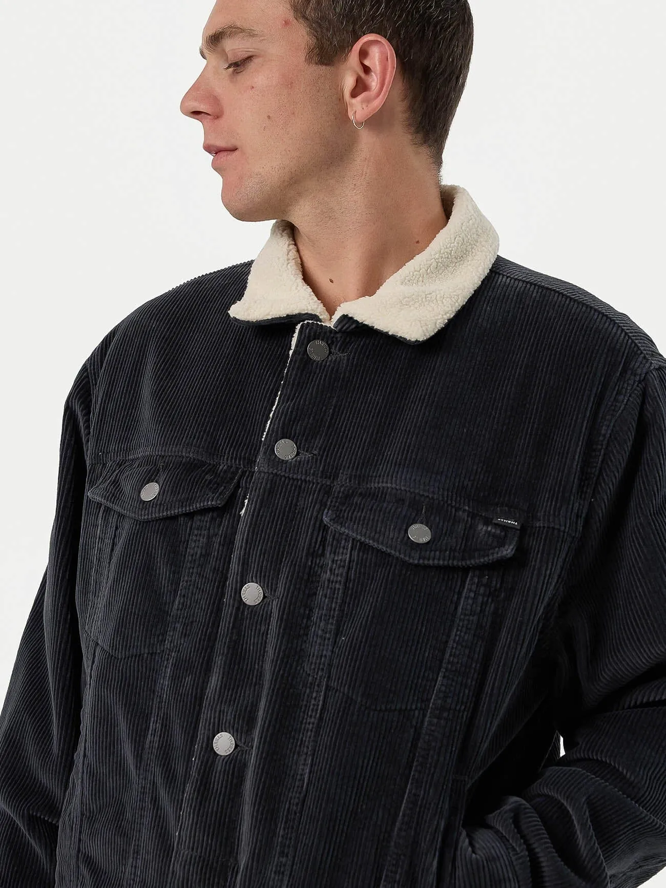 Oversized Sherpa Wanderer Denim Jacket - Asphalt Grey