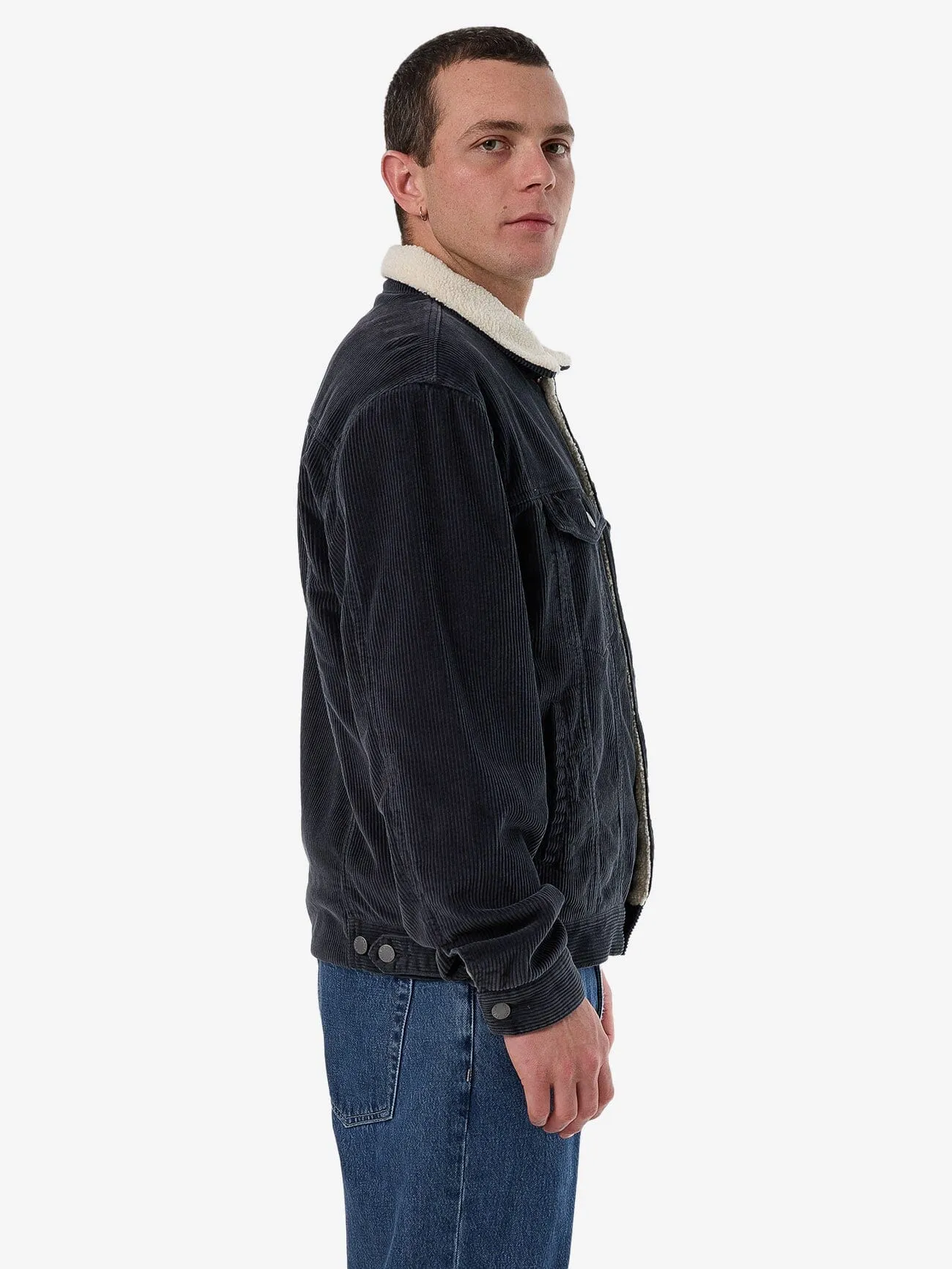 Oversized Sherpa Wanderer Denim Jacket - Asphalt Grey