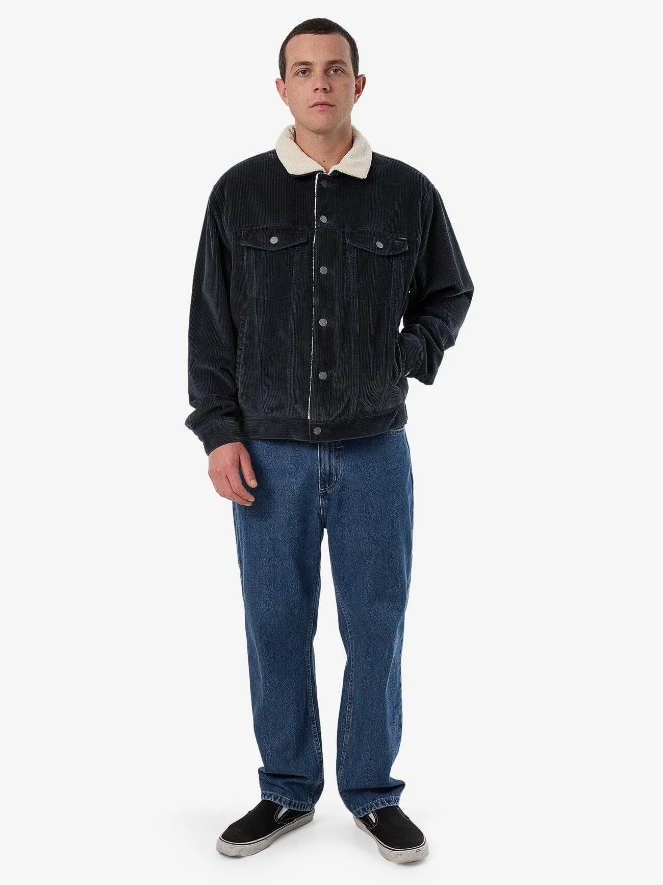 Oversized Sherpa Wanderer Denim Jacket - Asphalt Grey