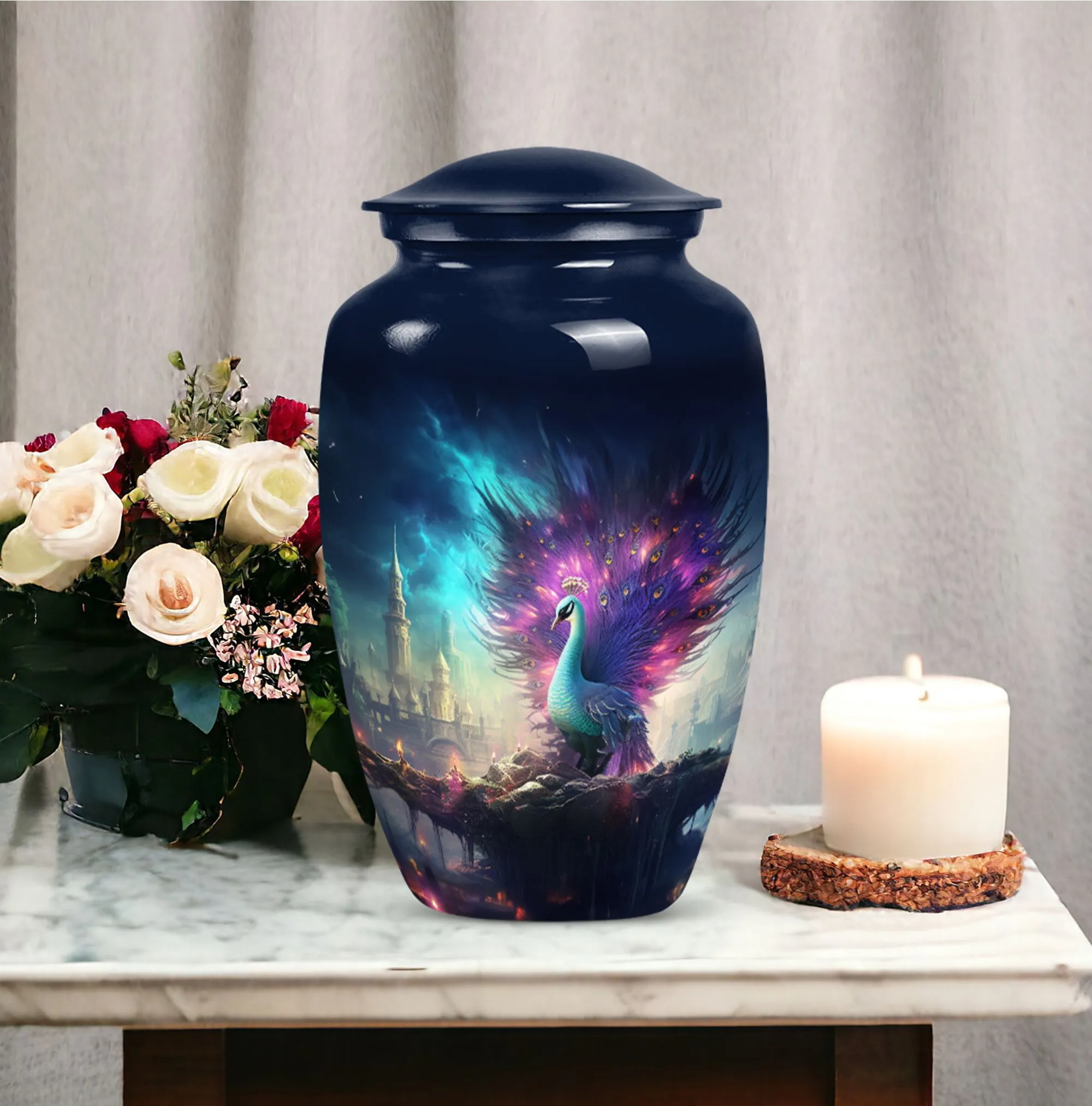 Peacock Memorial Cremation Urn: Classic Keepsake for Loved Ones