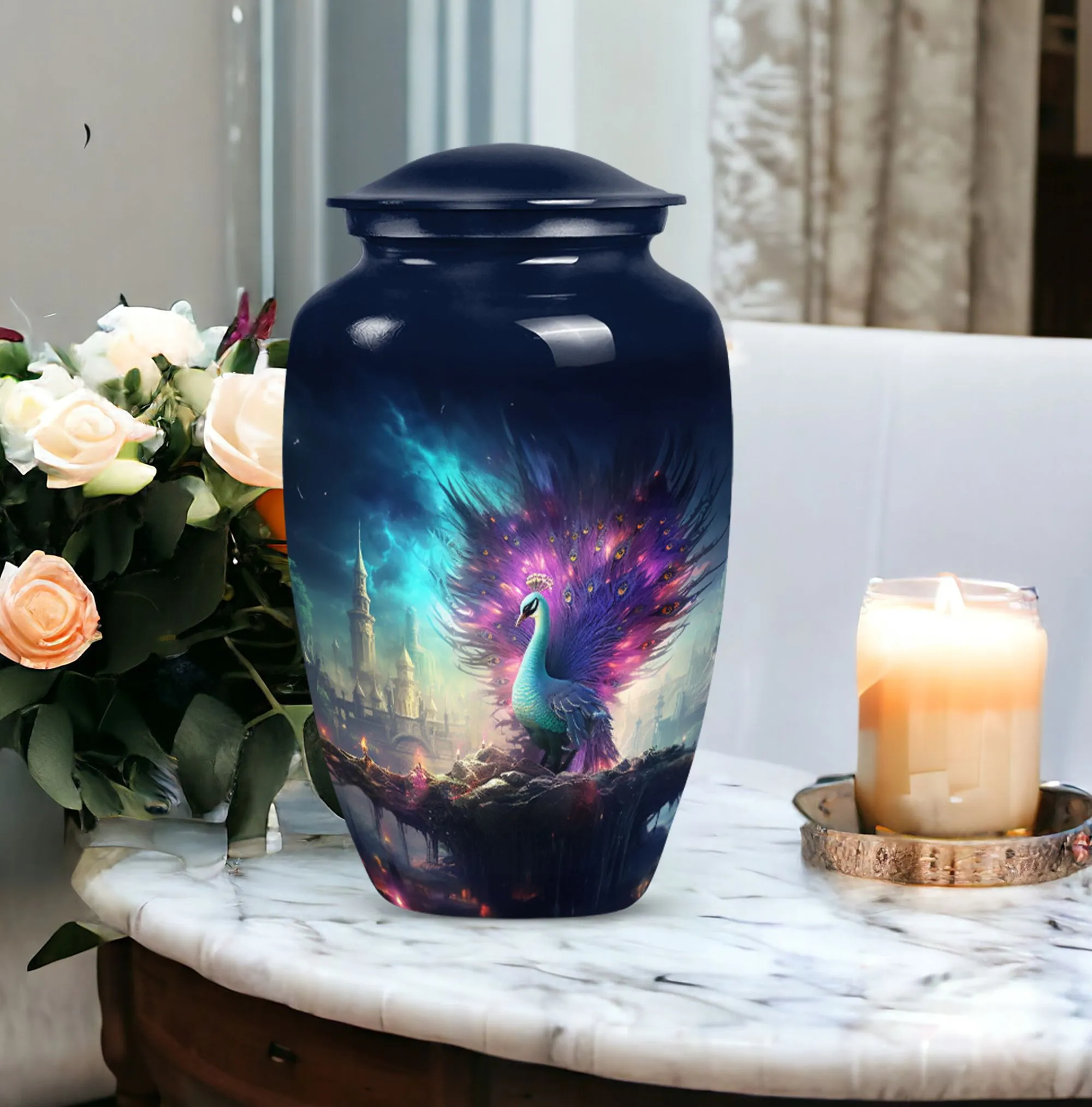Peacock Memorial Cremation Urn: Classic Keepsake for Loved Ones