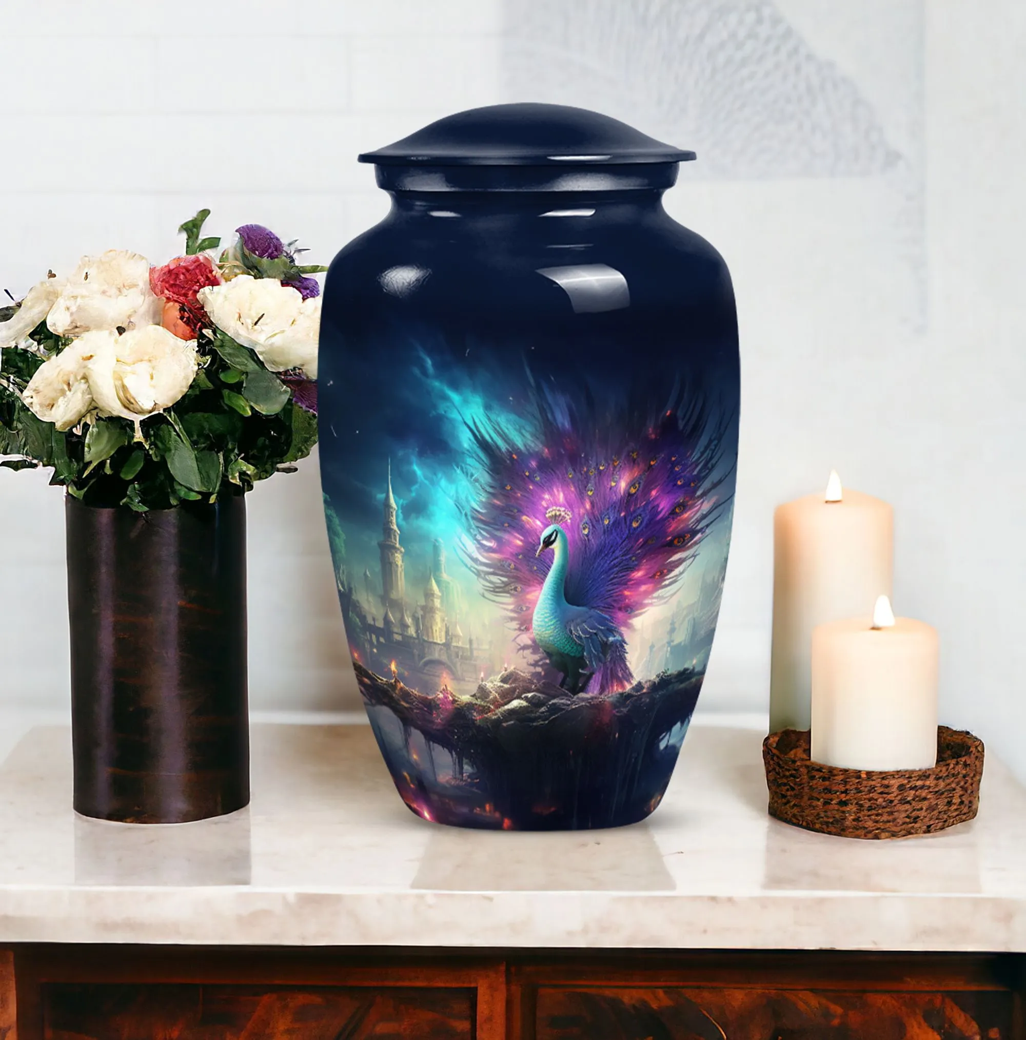 Peacock Memorial Cremation Urn: Classic Keepsake for Loved Ones