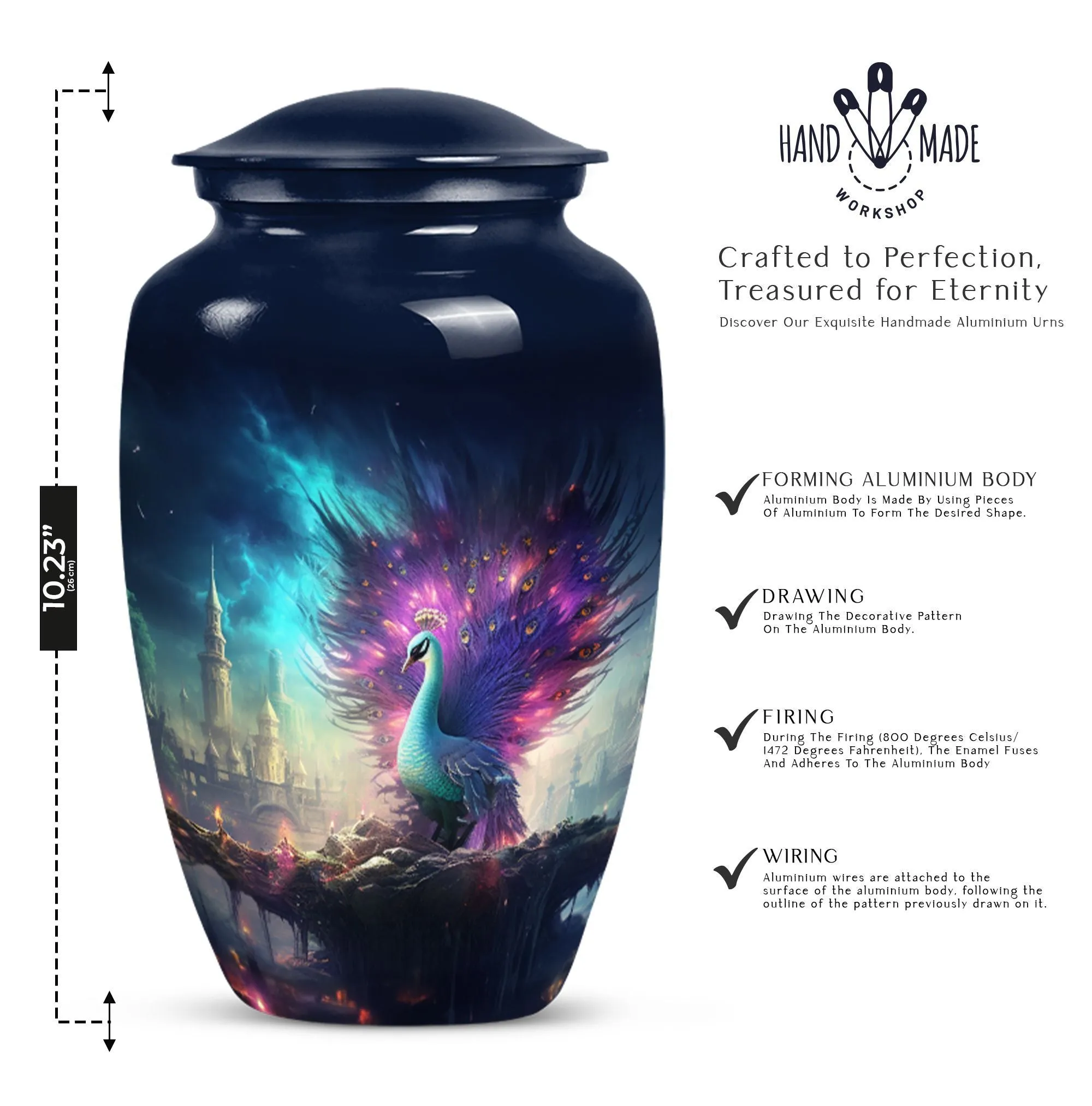 Peacock Memorial Cremation Urn: Classic Keepsake for Loved Ones