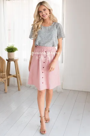Pink Button Down Detail Skirt