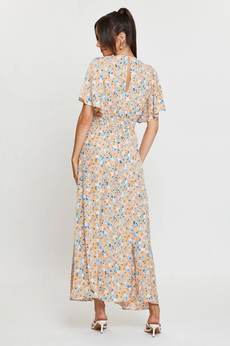 Print Dress Short Sleeve Maxi