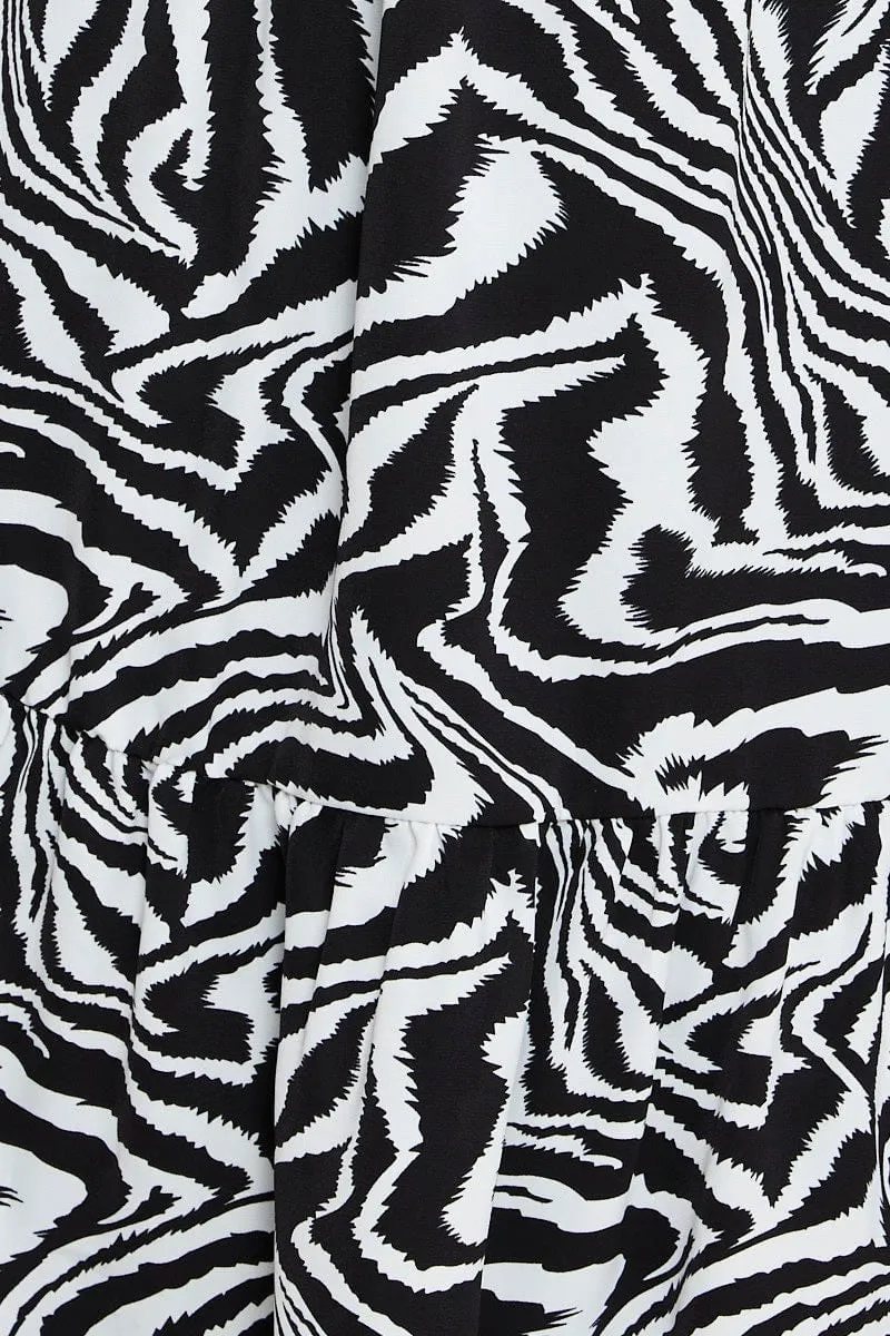 Print Midi Dress Short Sleeve