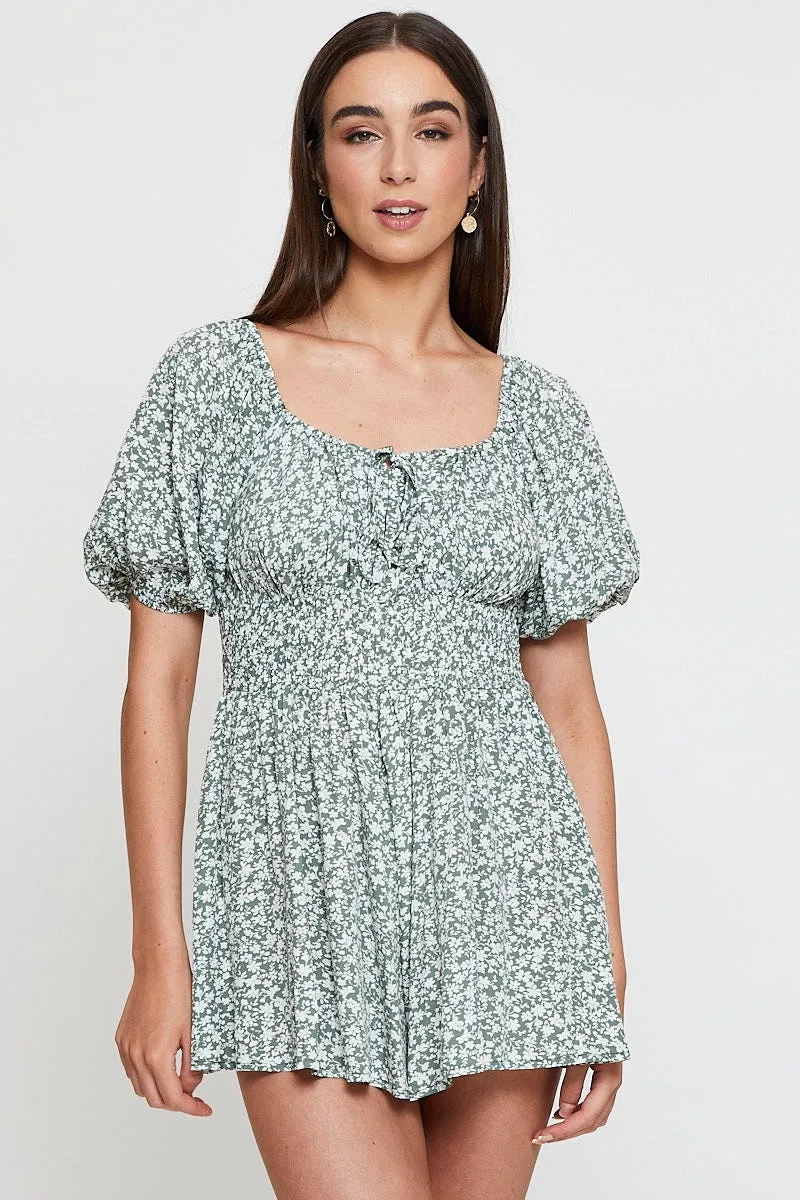 Print Playsuit Short Sleeve