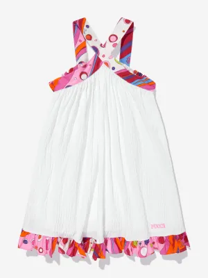 PUCCI Girls Sleeveless Seersucker Dress in White
