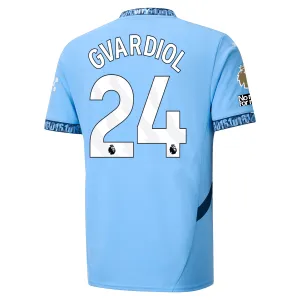 Puma Manchester City Joško Gvardiol Authentic Home Jersey w/ EPL   No Room For Racism Patch 24/25 (Team Light Blue/Marine Blue)