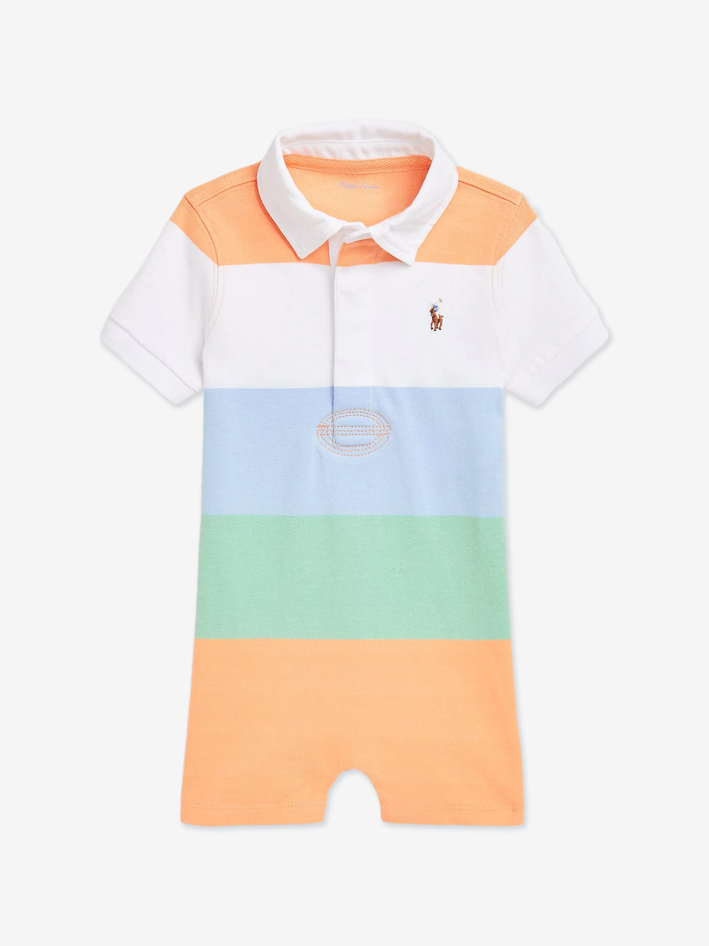 Ralph Lauren Baby Boys Striped Rugby Romper in Multicolour