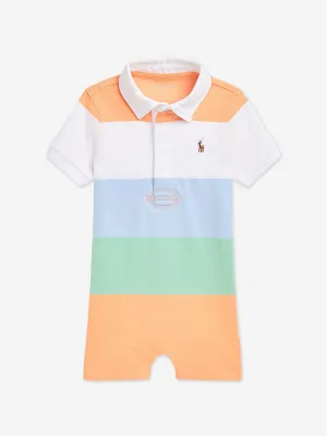 Ralph Lauren Baby Boys Striped Rugby Romper in Multicolour