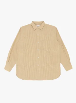Regular Collar Gingham Check Wind Shirt Beige
