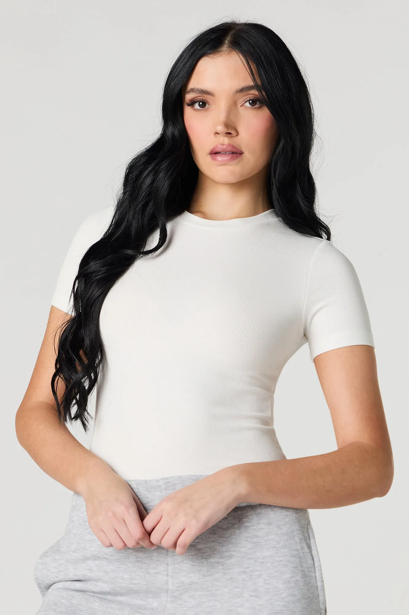 Ribbed Short Sleeve Bodysuit
