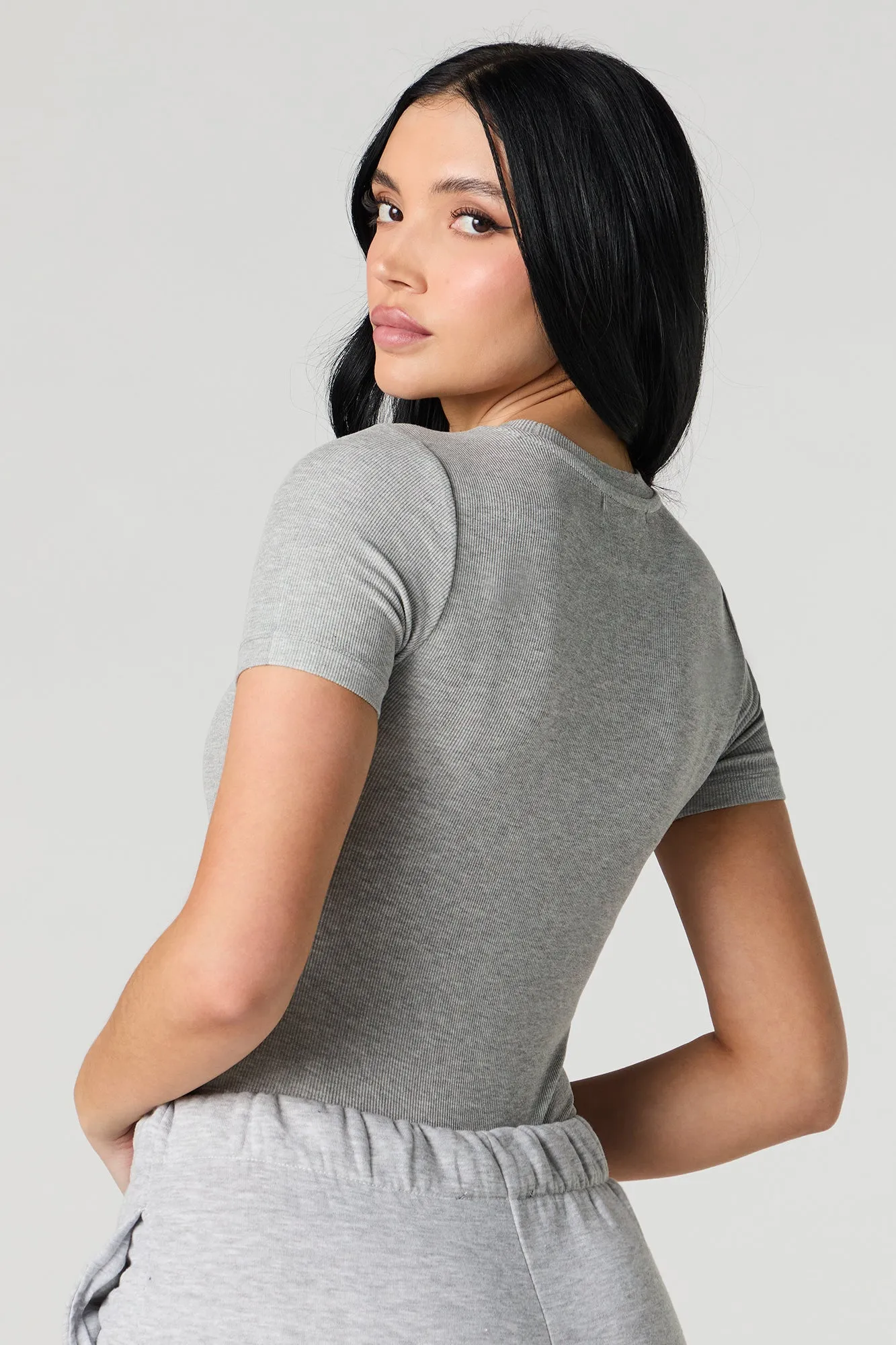 Ribbed Short Sleeve Bodysuit