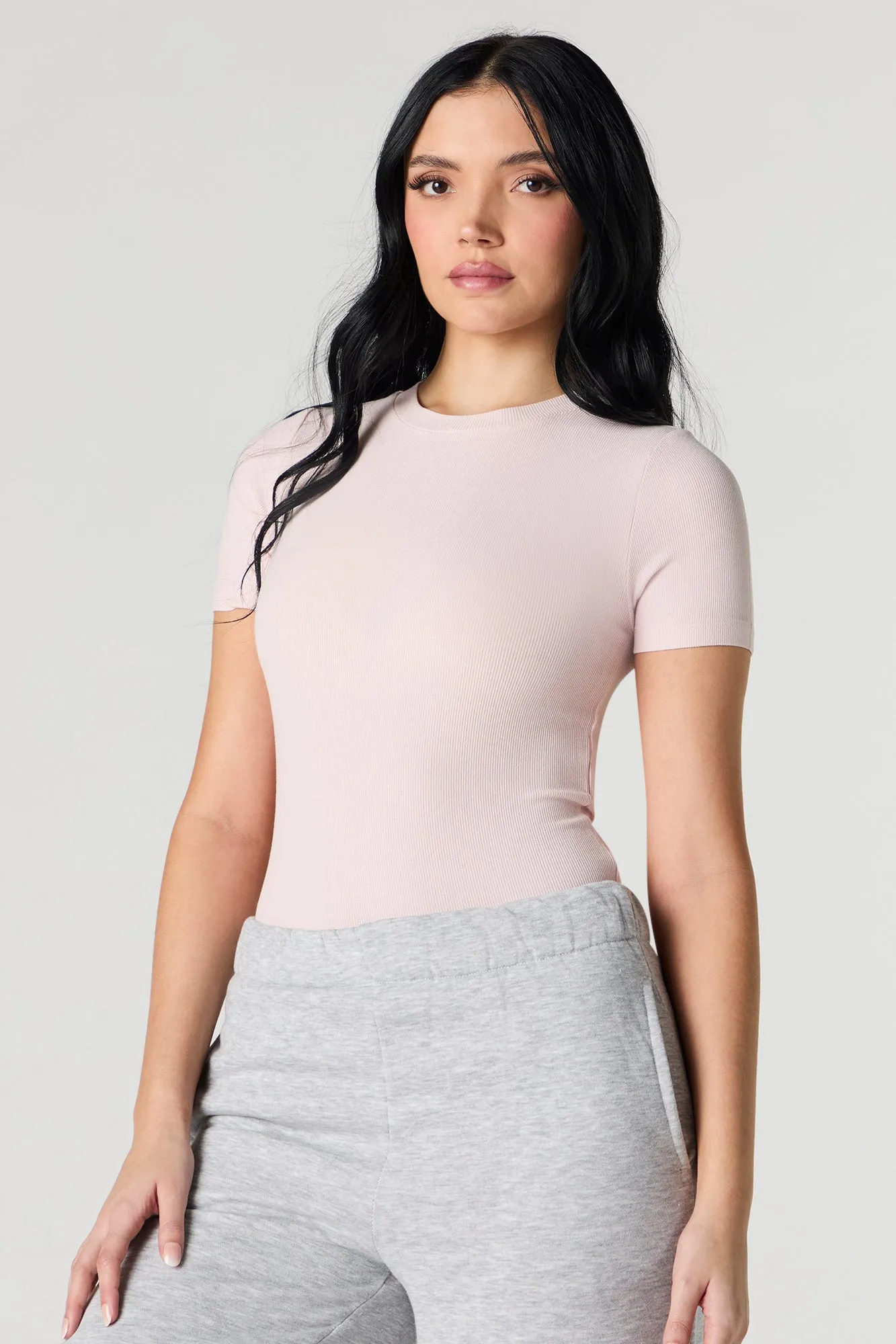 Ribbed Short Sleeve Bodysuit