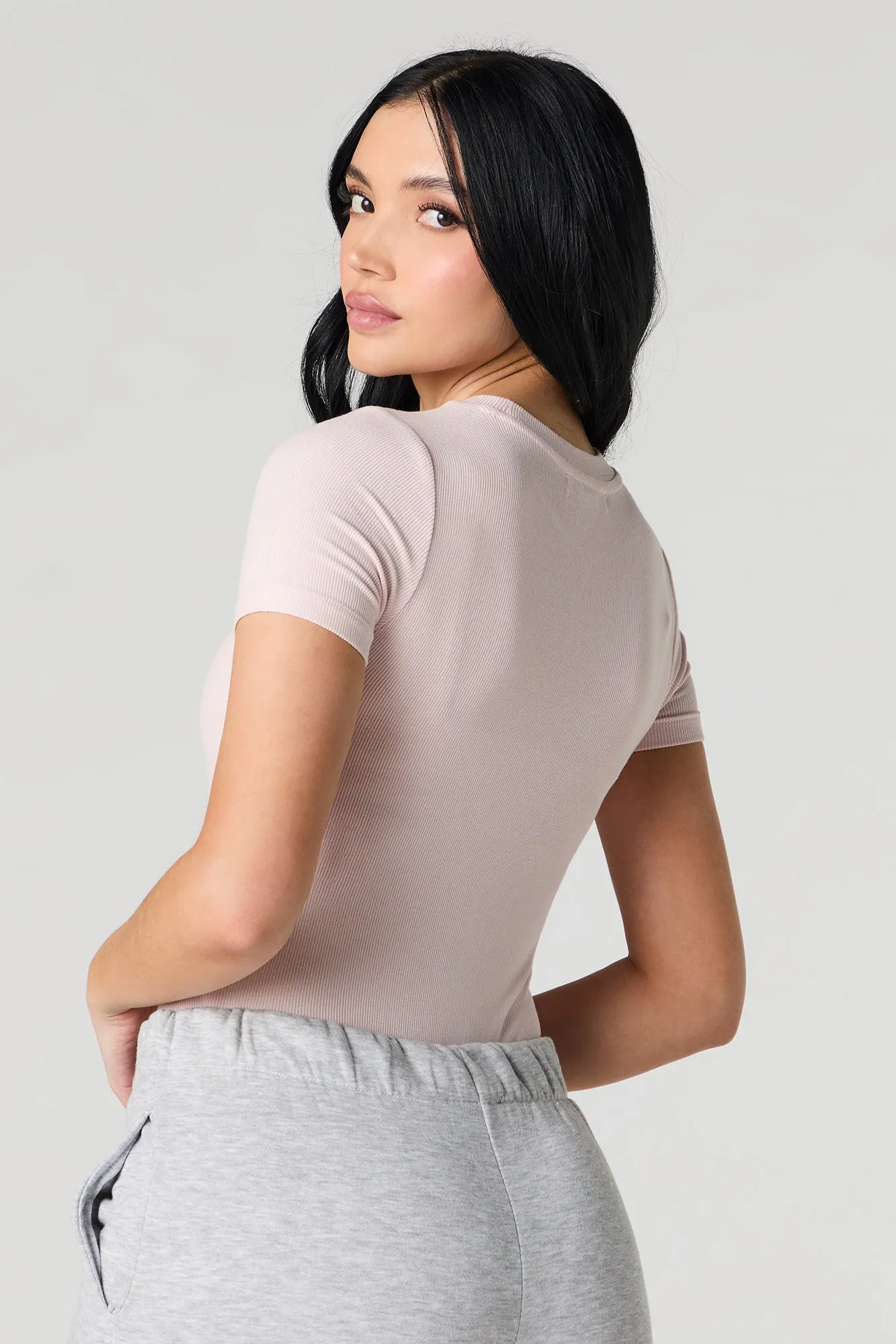 Ribbed Short Sleeve Bodysuit