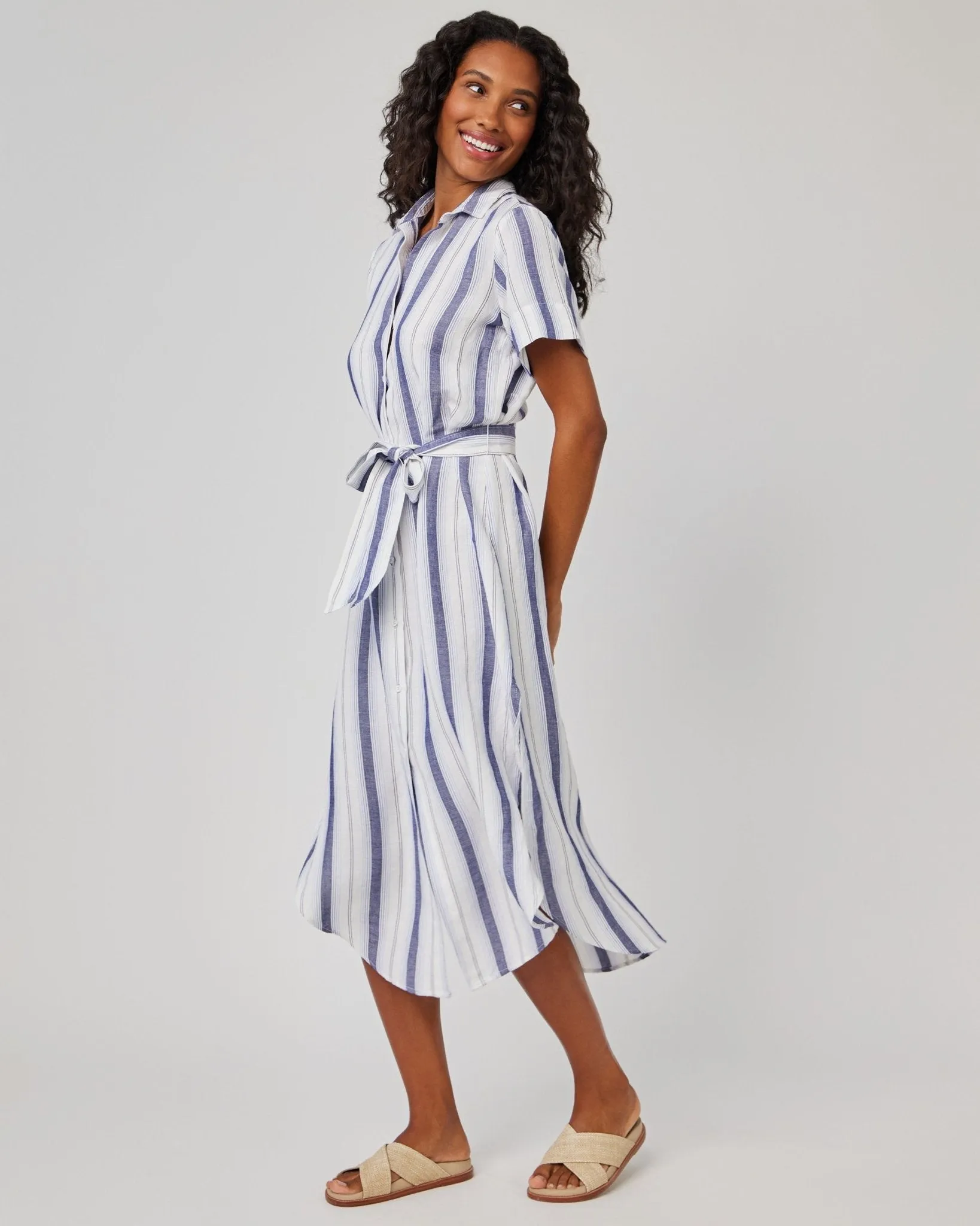 Rounded Hem Maxi Skirt Dress - Coastal Ombre Stripe