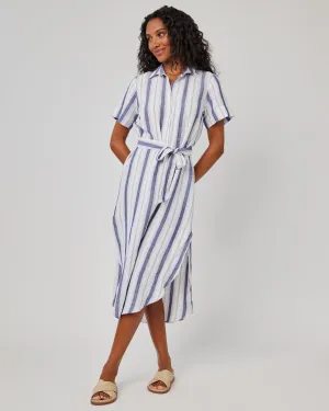 Rounded Hem Maxi Skirt Dress - Coastal Ombre Stripe