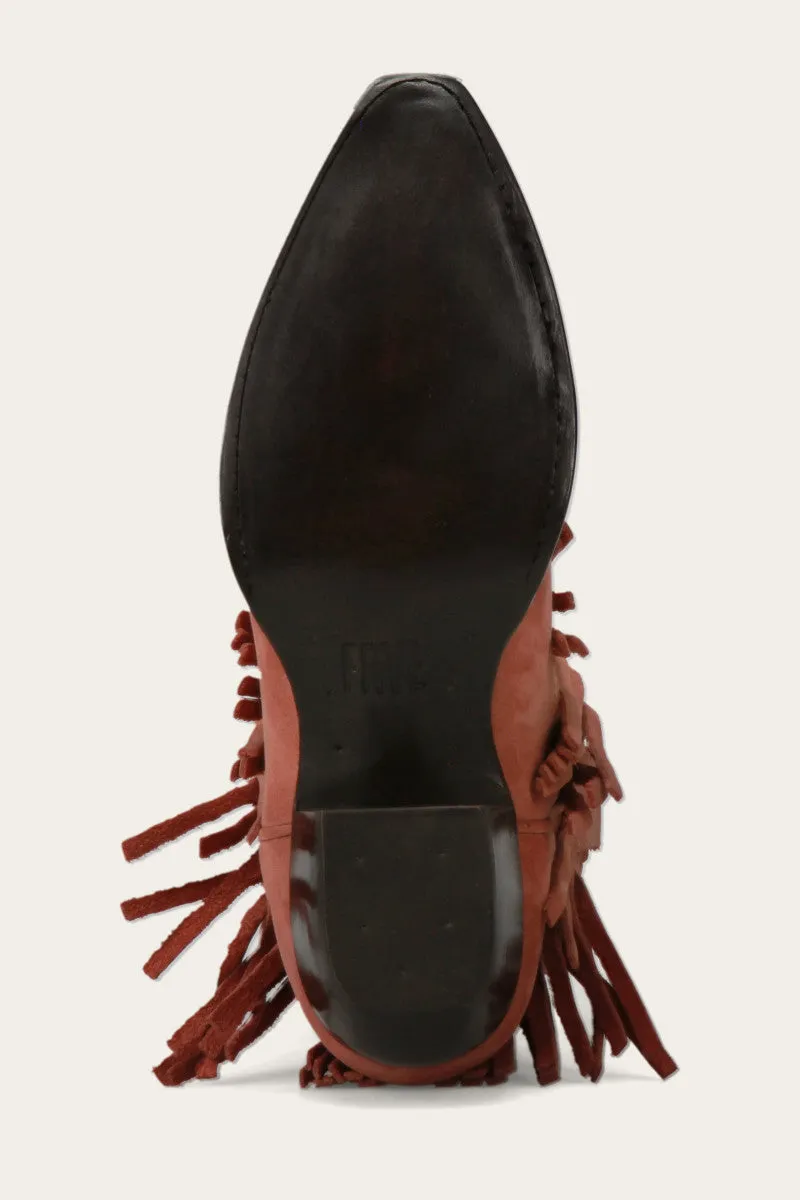 Sacha Short Fringe Bootie - Steel Blue - Pre-Loved