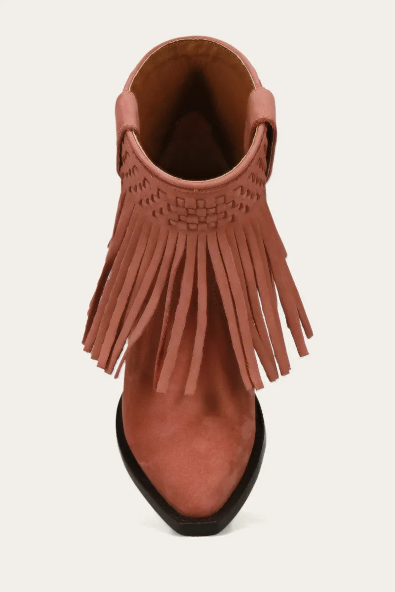 Sacha Short Fringe Bootie - Steel Blue - Pre-Loved