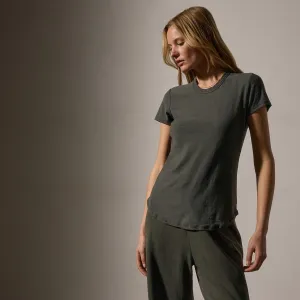 Sheer Slub Crew Neck Tee - Granite