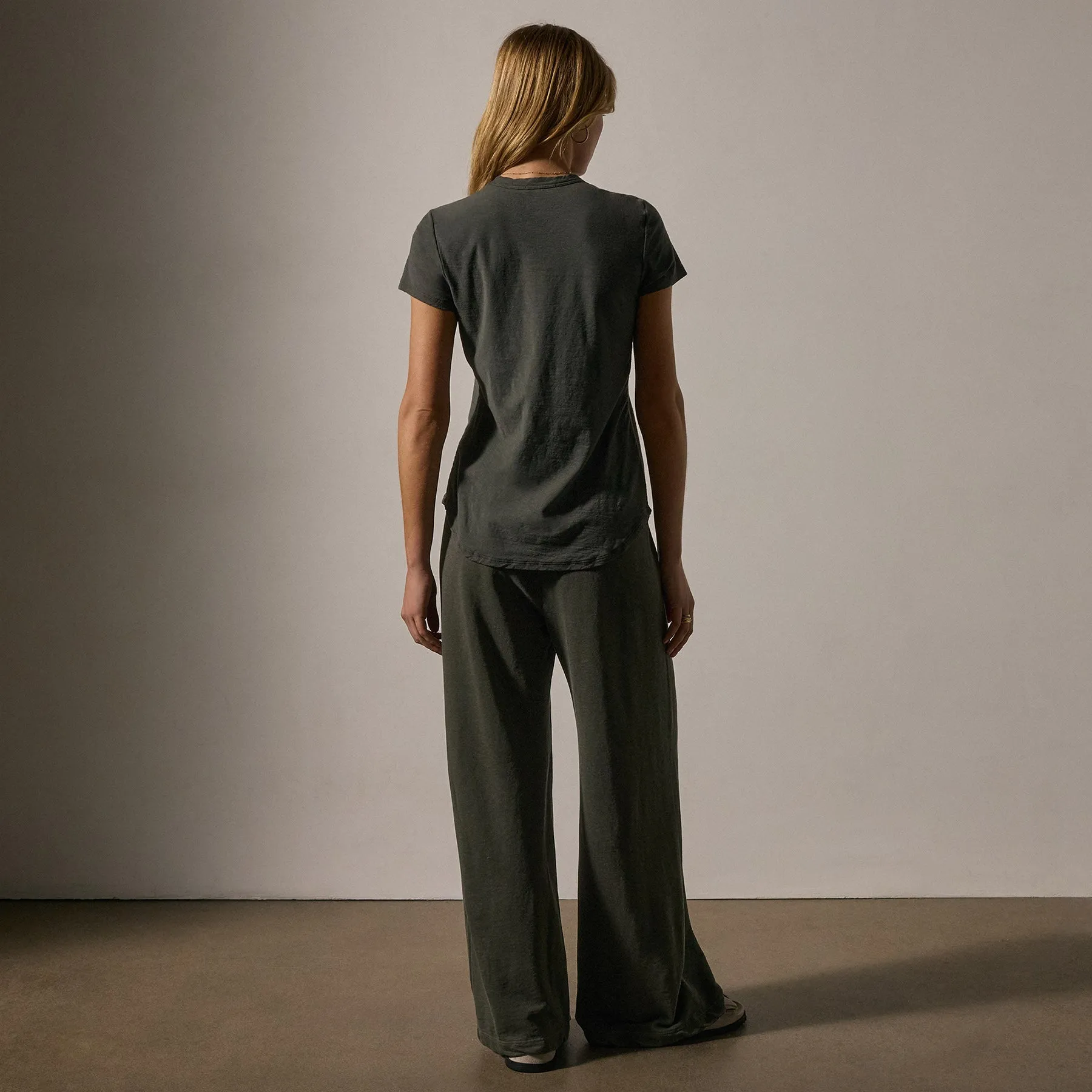 Sheer Slub Crew Neck Tee - Granite