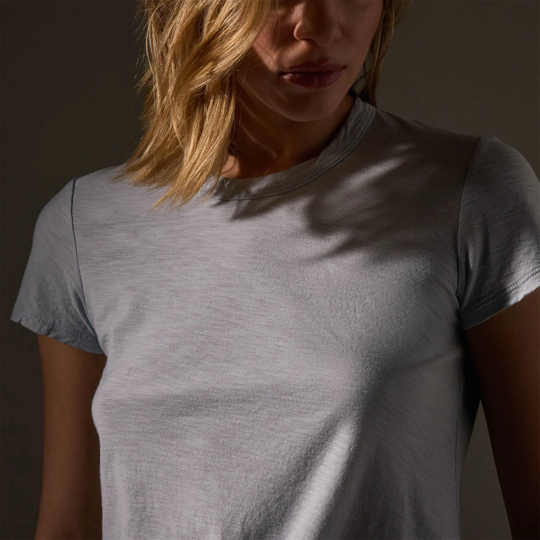 Sheer Slub Crew Neck Tee - Grey Glacier