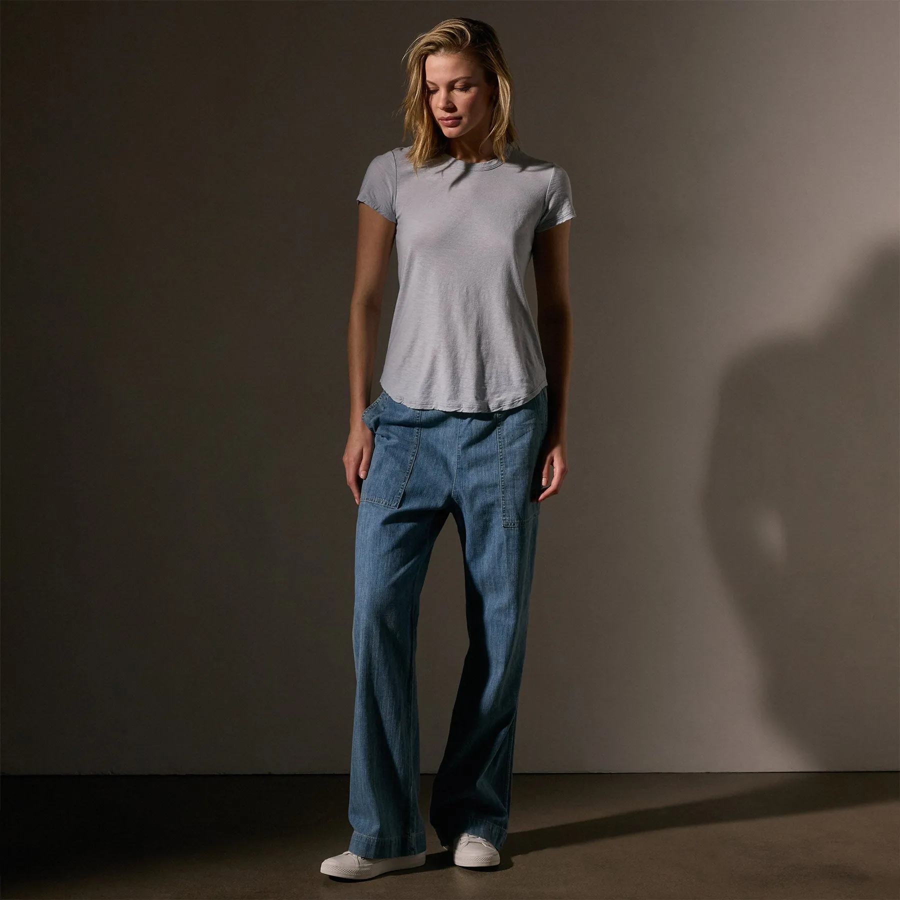 Sheer Slub Crew Neck Tee - Grey Glacier
