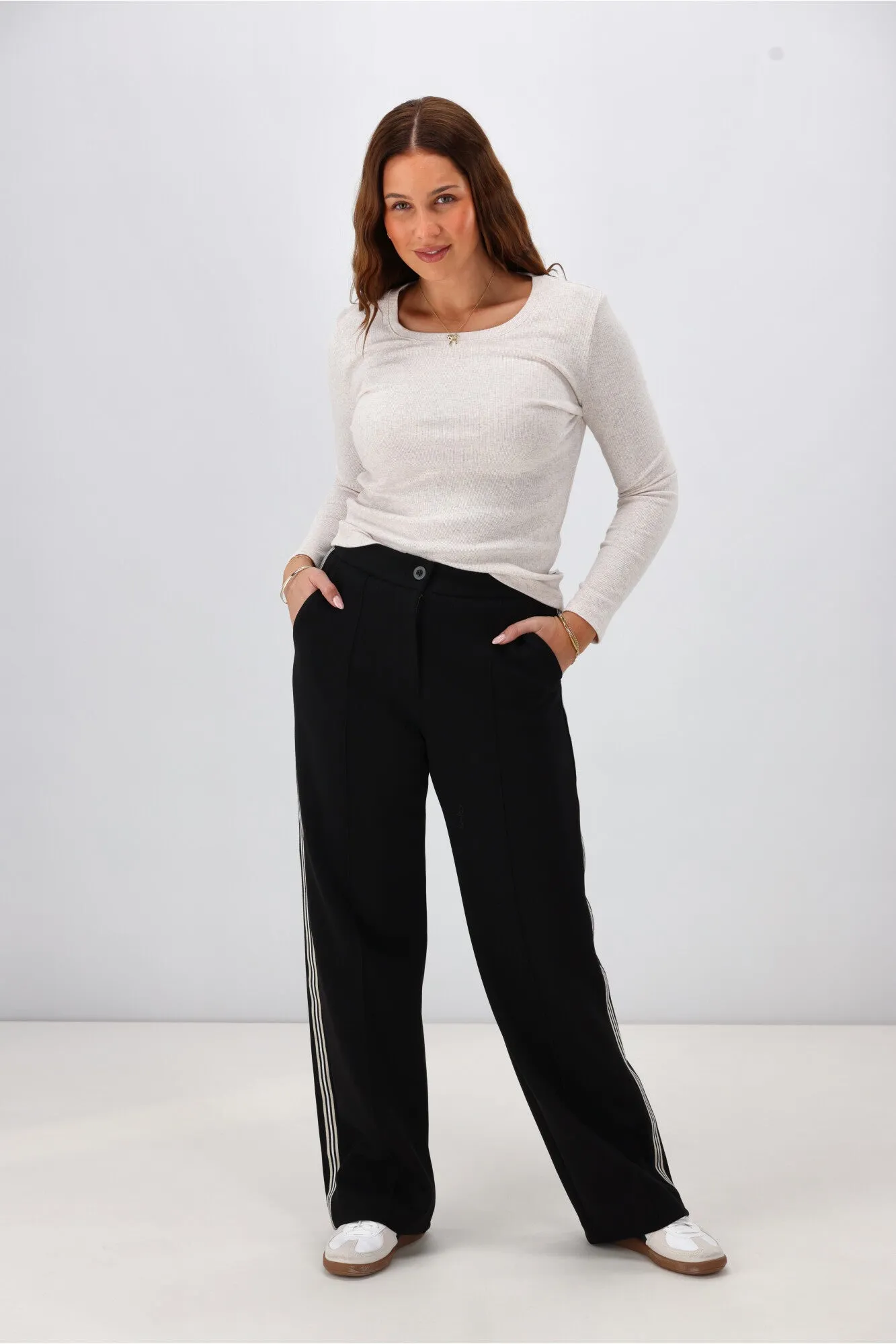 Shine On Label Kaz Ponti Pintuck Pant Black