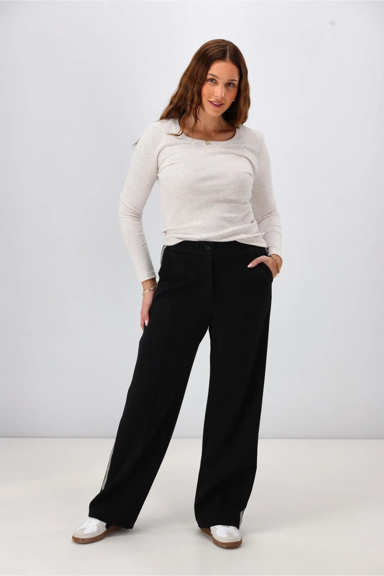 Shine On Label Kaz Ponti Pintuck Pant Black