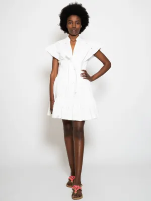 Short Dress in White Sangallo